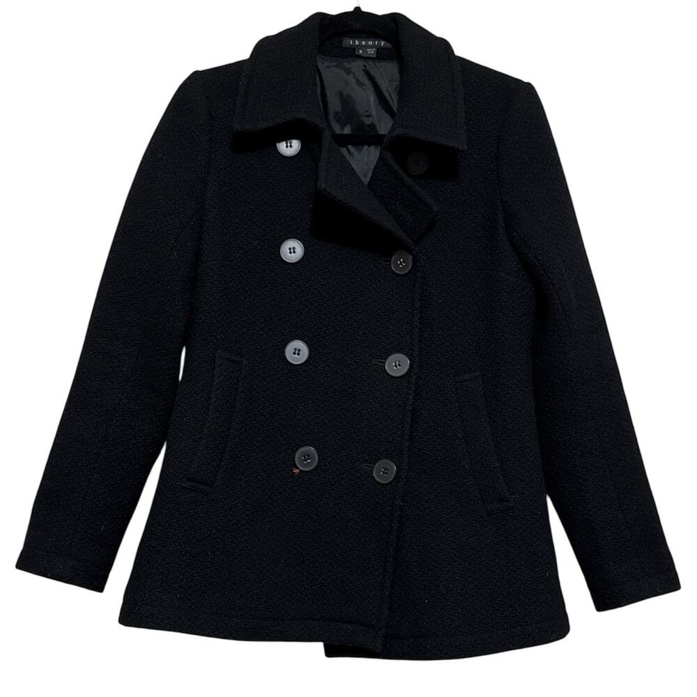 Theory Katrina Wool Blend Double Breasted Pea Coat Women’s Size Small